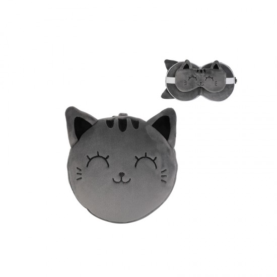 ΜΑΞΙΛΑΡΙ I-TOTAL XL2529 GREY CAT+SLEEP MASK 19X18CM