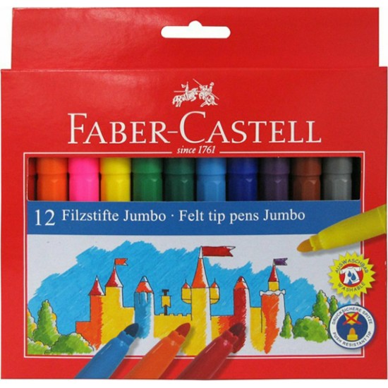 Faber-Castell Jumbo Πλενόμενοι Μαρκαδόροι Ζωγραφικής Χονδροί σε 12 Χρώματα