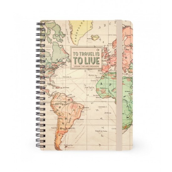 ΣΗΜΕΙΩΜΑΤΑΡΙΟ ΣΠΙΡΑΛ LEGAMI Α5 ΜΕ ΛΑΣΤΙΧΟ - LARGE LINED SPIRAL NOTEBOOK - TRAVEL (ΤΑΞΙΔΙΑ) A5NOTS0044